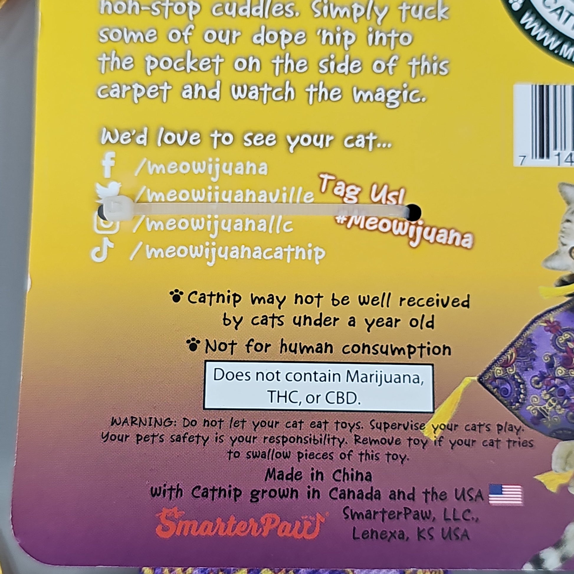 SMARTER PAW Meowijuana Organic Catnip Toy Get a Ride Magic Carpet Cat Toy (New) PayWut