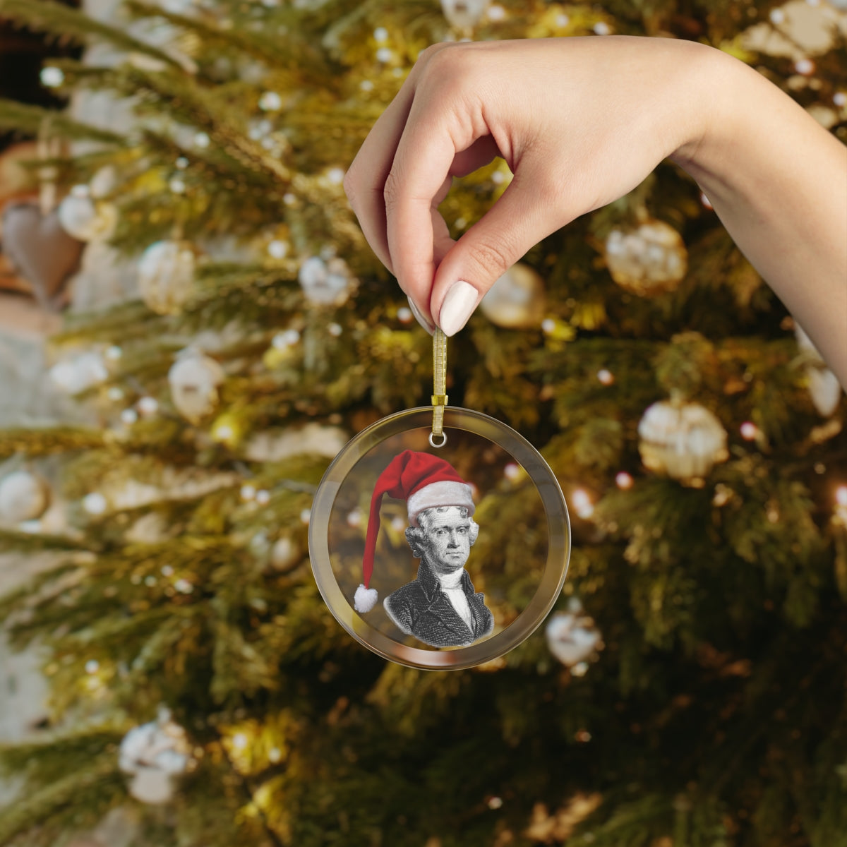 Thomas Jefferson Glass Ornament - 4LibertyShop.com 4LibertyShop