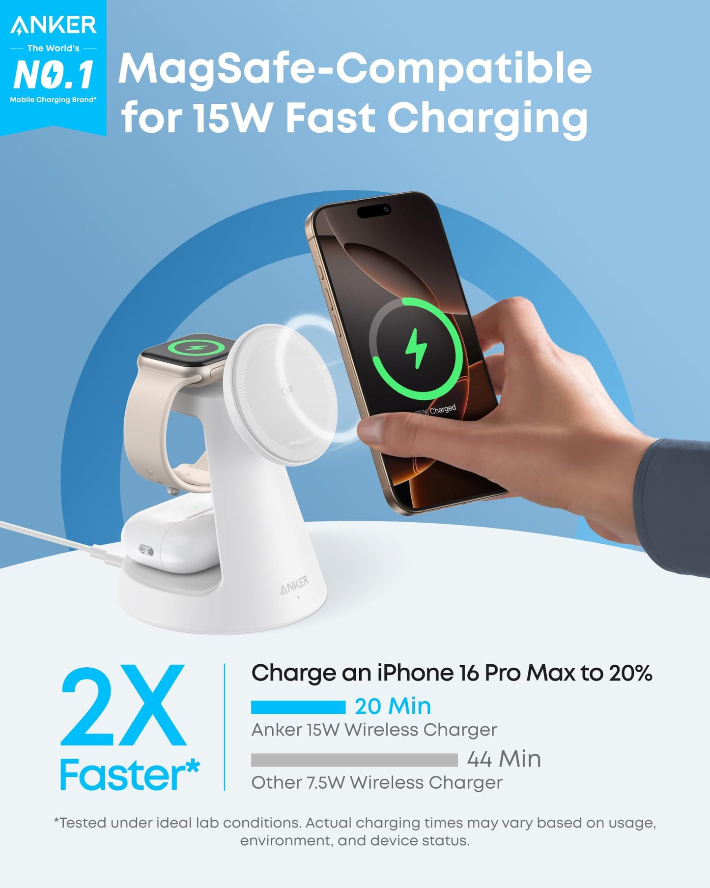Anker MagGo Wireless Charging Station (3-in-1, Dock Stand) Anker