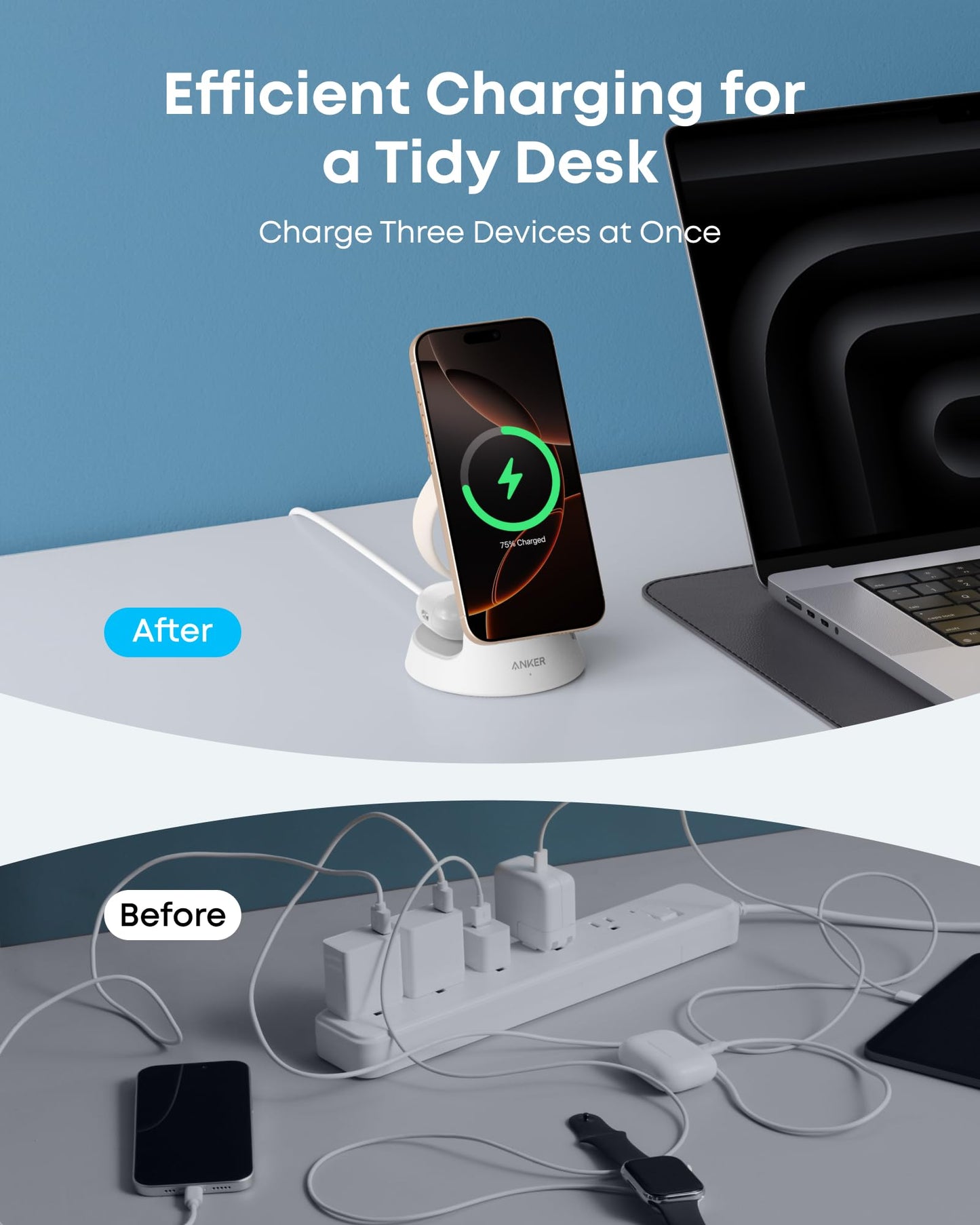 Anker MagGo Wireless Charging Station (3-in-1, Dock Stand) Anker