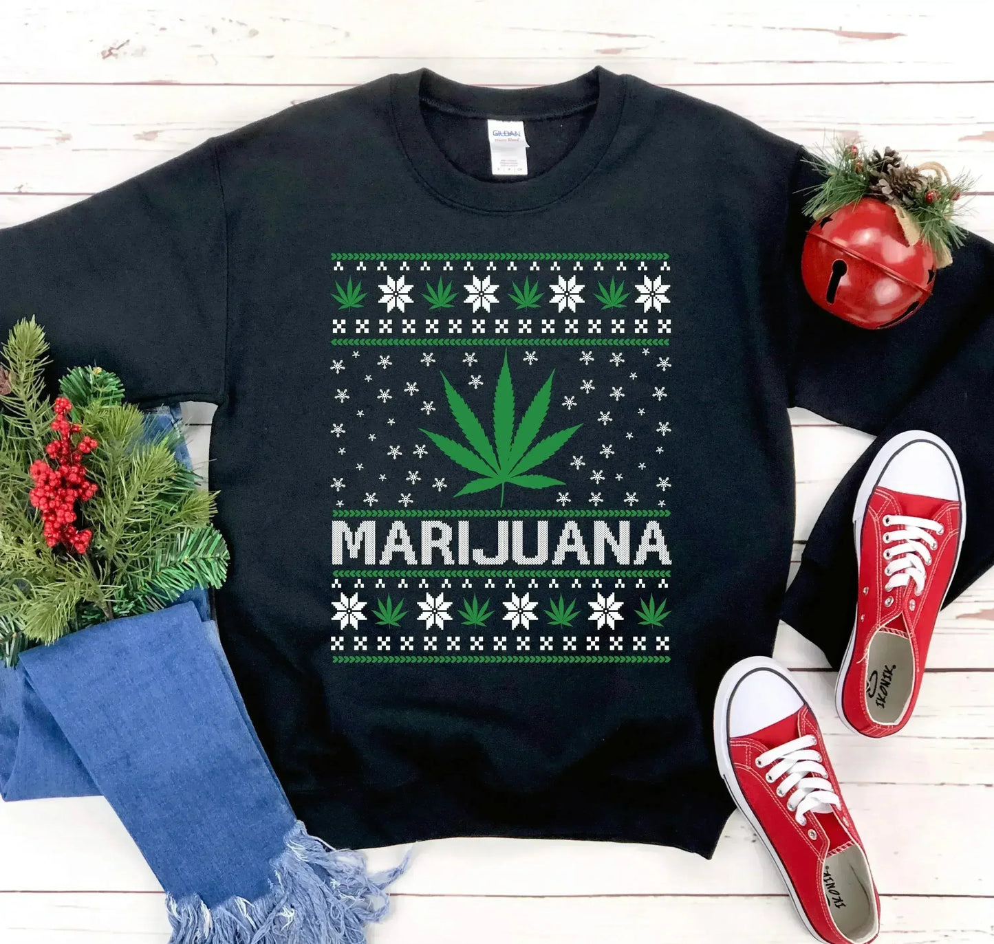 Marijuana Christmas Sweatshirt Femstylo